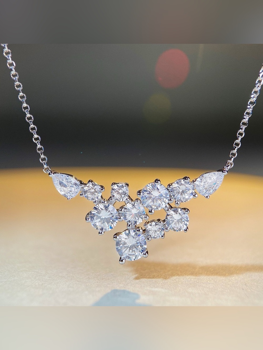 925 Sterling Silver Zircon Pendant Necklace